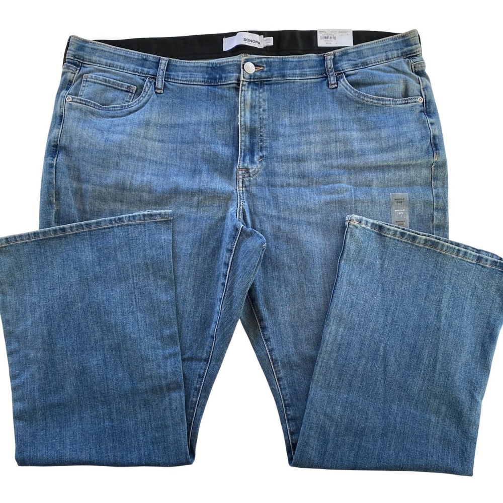 Sonoma Bootcut Jeans Women 24W Medium Wash No-Gap Waist Shape Retention Plus NWT